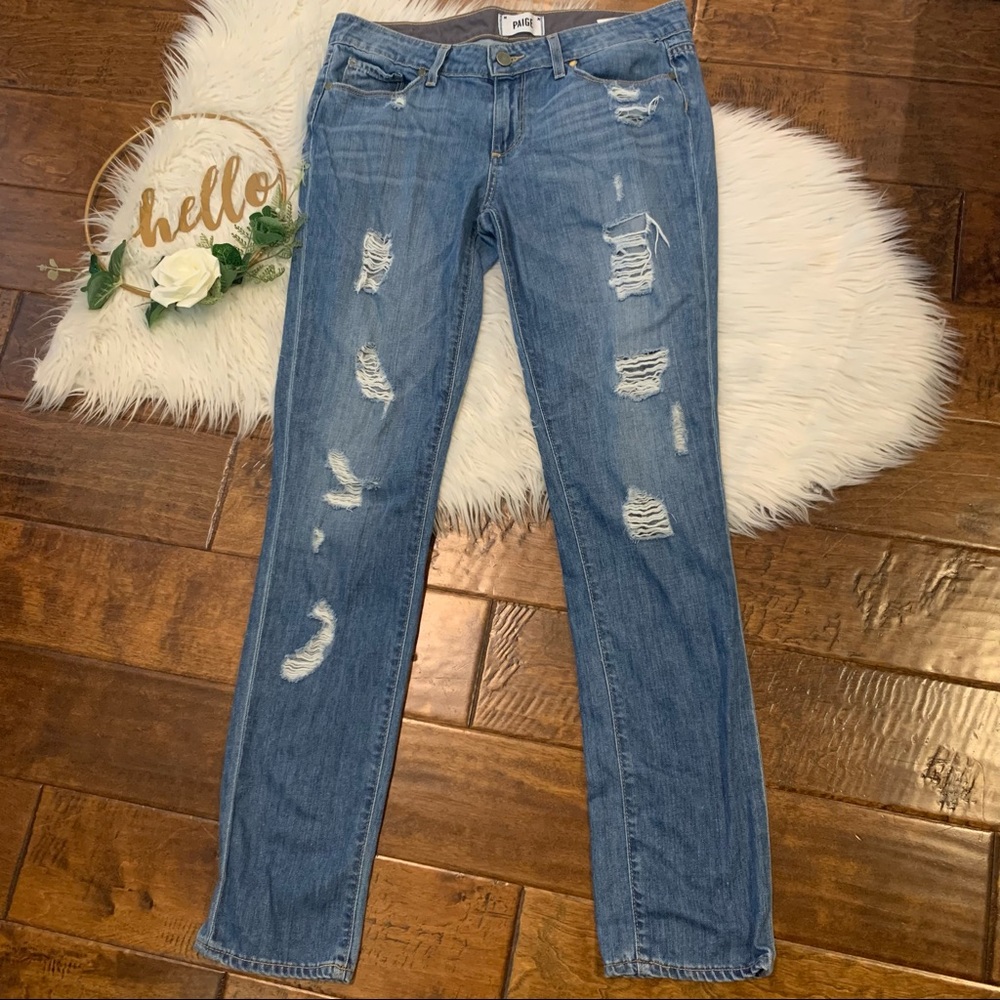 Paige Women’s Jeans Jimmy Jimmy Skinny Destructed Distressed Size 27